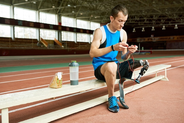 Disabled Athlete  Taking Break from Training