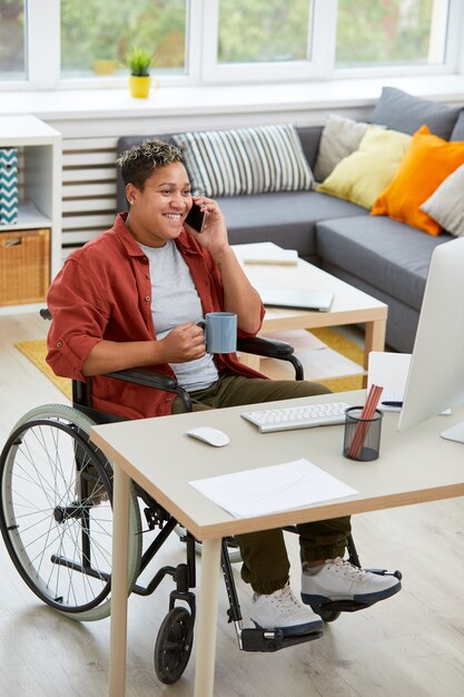 Disabled businesswoman at work