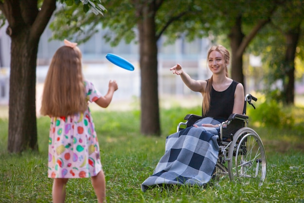 Disabled girl plays badminton.