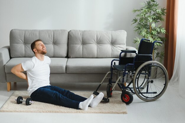 Disabled man recovering from injury at home