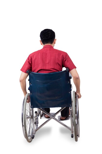 Disabled man sitting on wheelchair