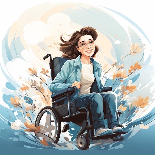 a disabled paraplegic woman illustration