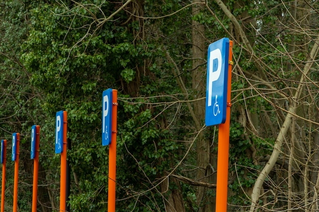 Photo disabled parking spaces signs