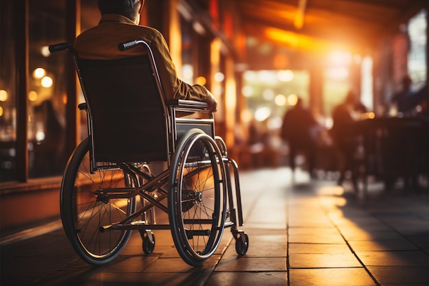 エンパワーメントと忍耐力を象徴する車椅子の車輪に手を握る障害者