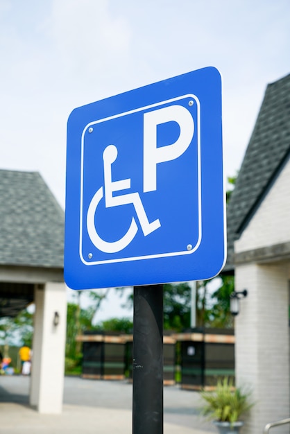 Disabled sign car park at gas station