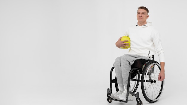 Disabled voleyball player in a wheelchair