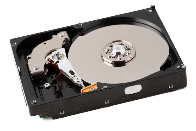 Disassembled hard disk drive isolated