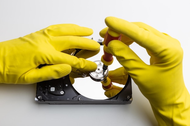 Disassembly process of an external hard drive in details