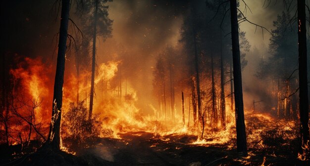 Disaster wood burning danger heat environment flames forest ecology hazard pine fire wildfire smoke hot red damage nature trees emergency