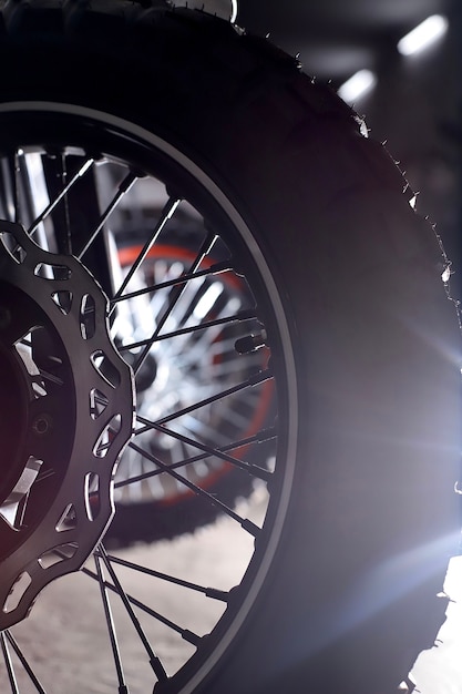 Disc brakes on a studded wheel from a motorcycle