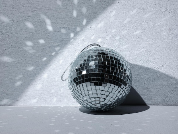 Disco ball on gray background