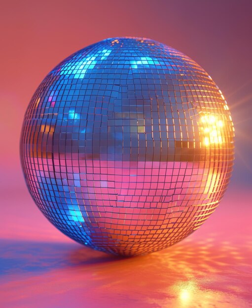 Disco ball Shiny disco ball on pink background