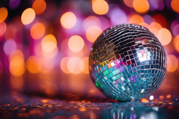 Disco ball with bright rays night party background ai generated