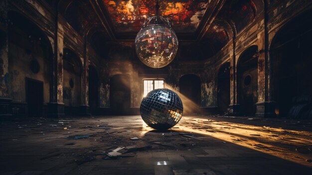 Photo disco ball with bright rays