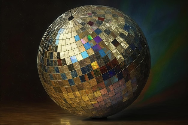 a disco ball with a multicolored background and a multicolored background.