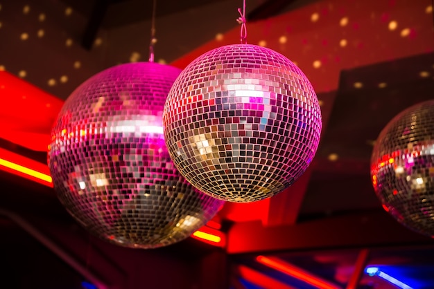Photo disco balls in a nightclub