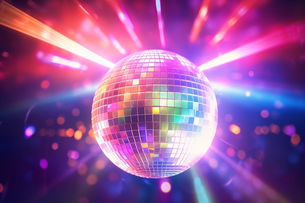 Photo disco lights disco ball colorful background