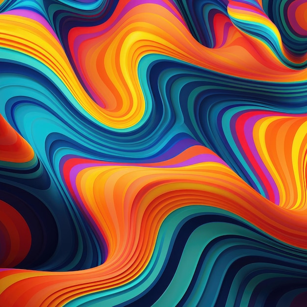 Foto discostijlachtergrond met abstracte helder gekleurde golvende lijnen