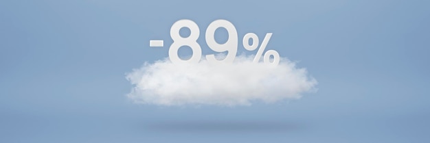 割引89％最大89％の大割引セール青い背景の雲に浮かぶスペース広告バナーとポスターをプロジェクトに挿入する