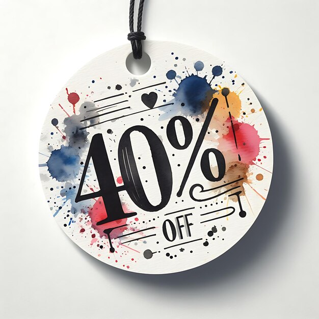 Discount label tag met aquarel achtergrond Discount tag Generatieve AI