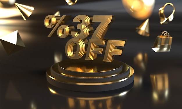 Discount Off Sale Banner with Gold Style