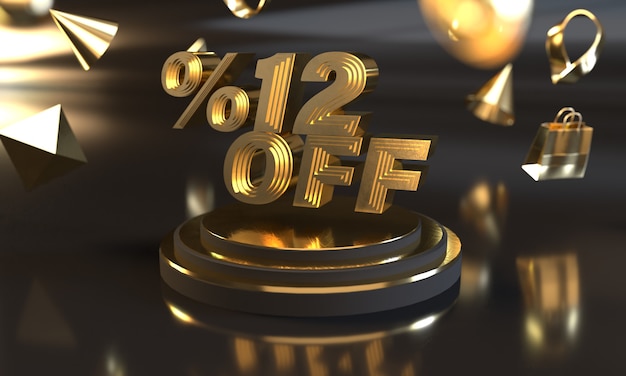 Discount Off Sale Banner with Gold Style