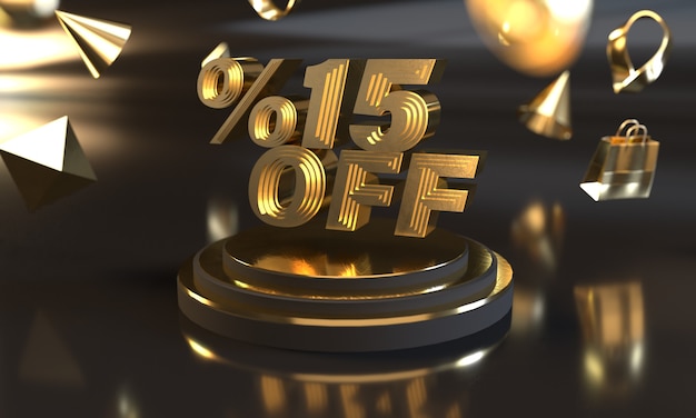 Discount Off Sale Banner with Gold Style