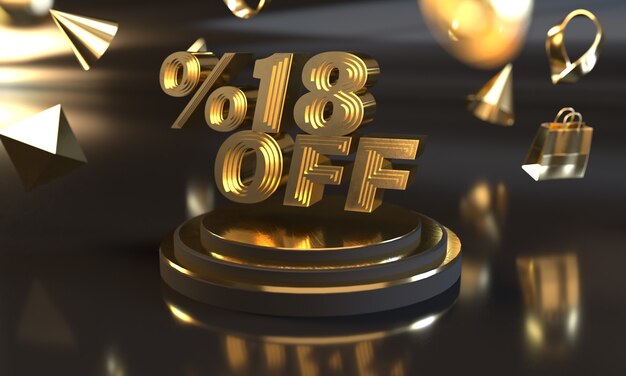 Discount Off Sale Banner with Gold Style