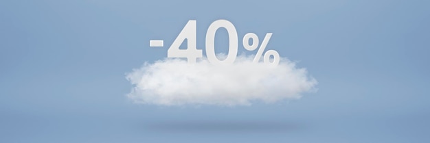 Discount percent big discounts sale up to forty percent d numbers float on a cloud on a blue backgr