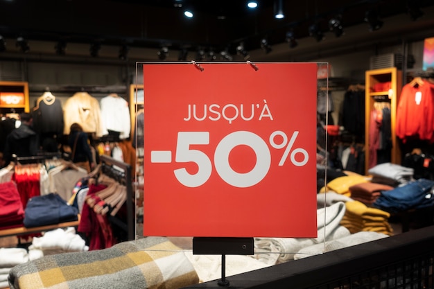 Discounted products in a clothing store