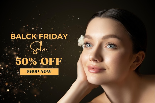 Discounts until the day of black friday with an attractive young girl