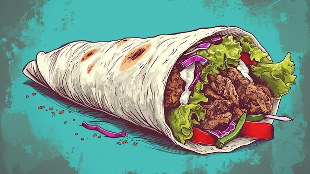 Discover the Charm of Pop Art Enormous Shawarma Wrap Delight