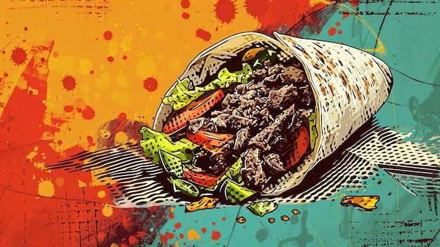 Foto scopri il fascino della pop art enormo shawarma wrap delight