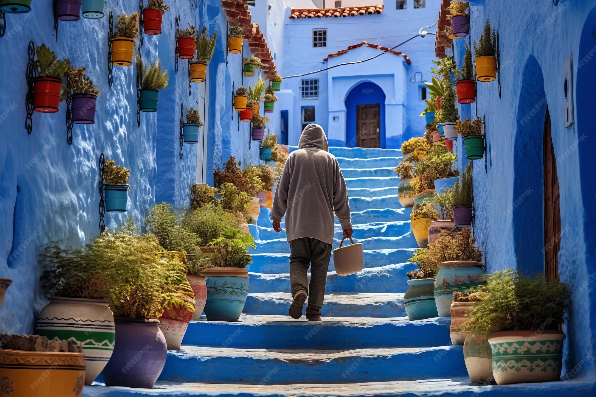 Premium AI Image | Discover the Enchanting Blue Streets of Chefchaouen 