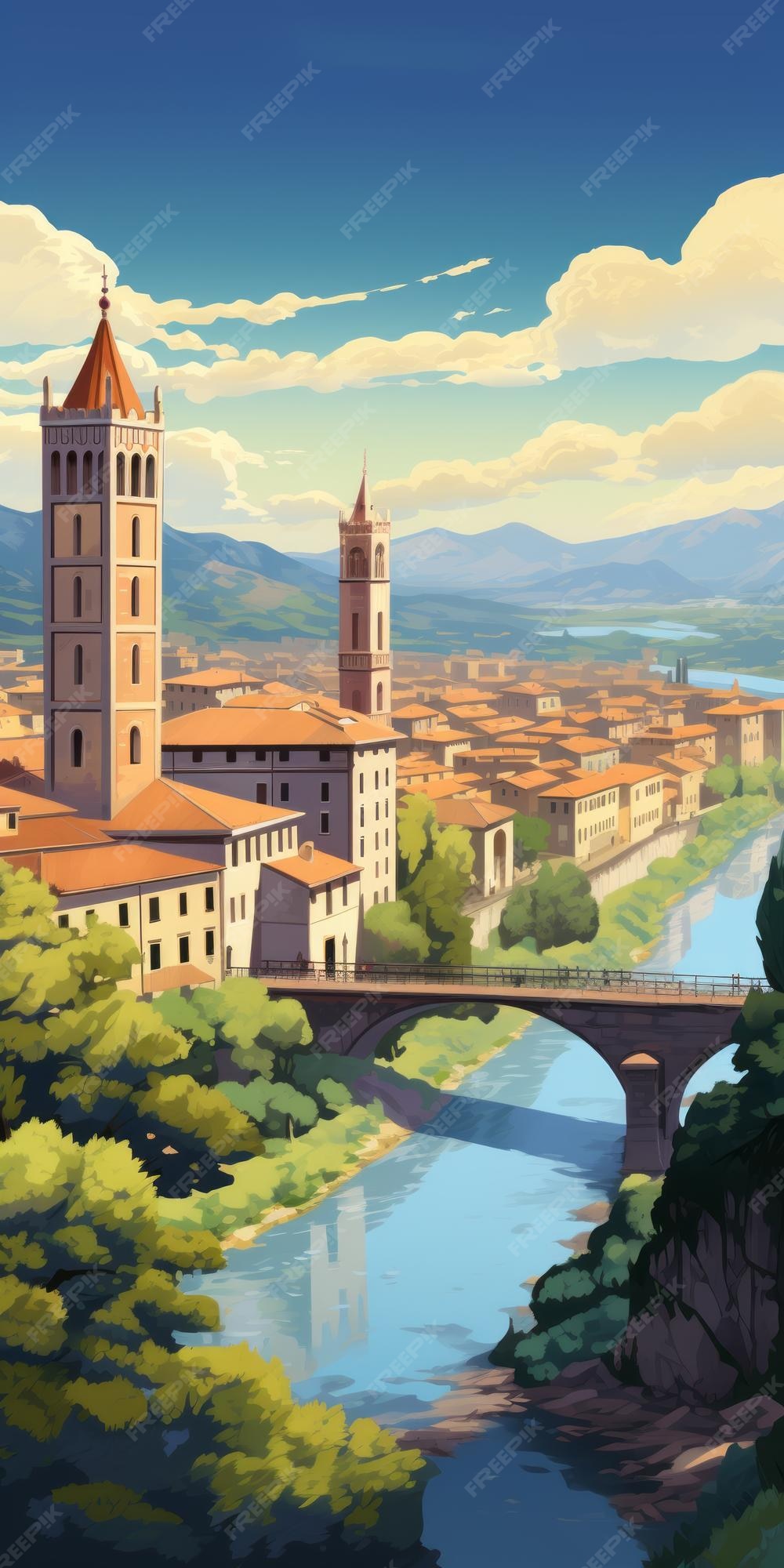 Premium Photo | Discover the Enchanting Charm of Verona A Cartoony 