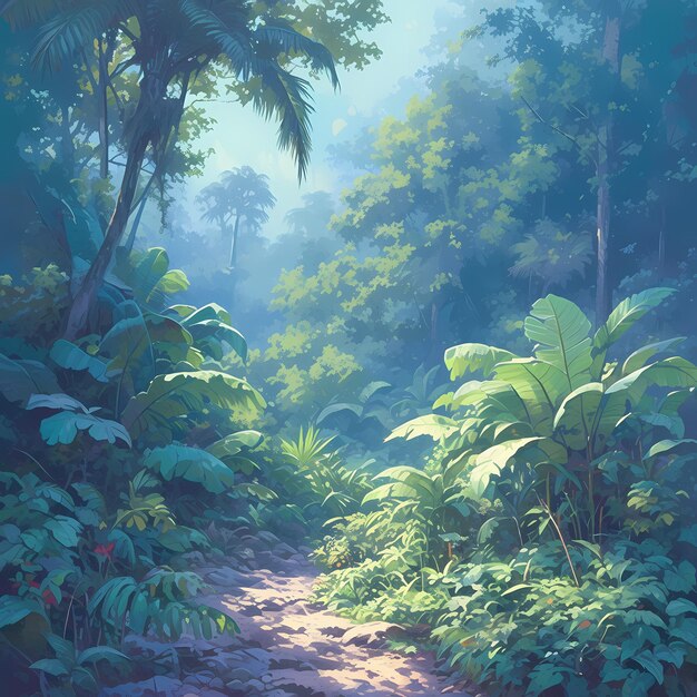 Photo discover enchanting tropical pathway