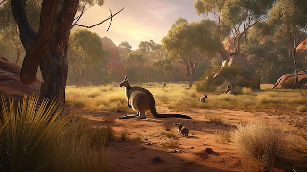 Discover the enchanting world of the Australian outback and its most beloved creature Generated by AI