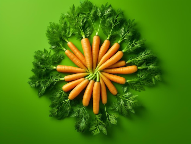 Discover the Freshness Vibrant Carrots on a Green Backdrop