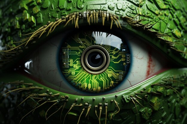 Discover the intricacies of a green eye embedded