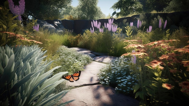 Discover the magic of nature in our openair butterfly garden a peaceful oasis filled with fluttering wings and colorful blooms Generated by AI