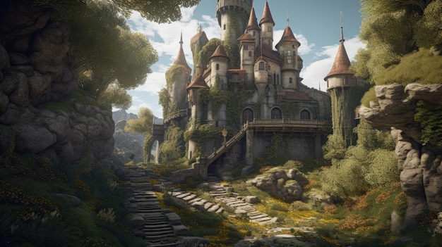 Discover the mysteries of a magical fairy tale castle where every room holds a story and every passage leads to new adventures Generated by AI