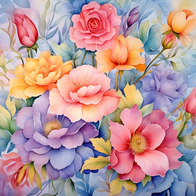 Photo discover stunning watercolor floral backgrounds detailed hyperdetailed