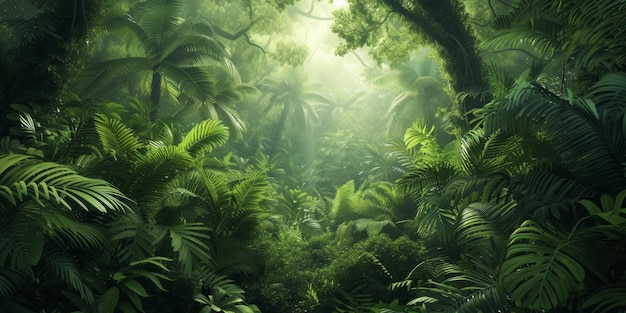 사진 초록색 열대 숲 의 매력적 인 울창 한 매력 을 발견 하십시오