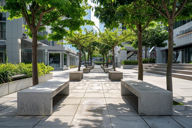Discover the urban charm of a minimalist plaza ado generative ai