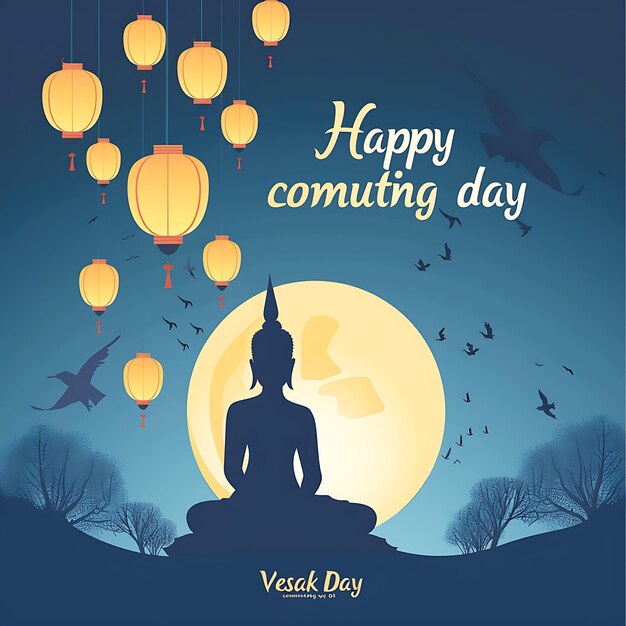 Discover Vesak Day A Vector Illustration Masterpiece Celebrating the Full Moon Festival