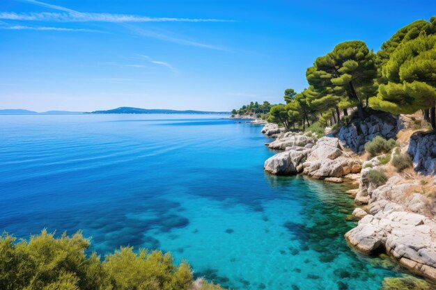 Photo discovering the beauty of adriatic coastline clear turquoise waters of veli and mali losinj bay