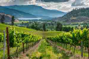 Photo discovering the beauty of okanagan valley vineyard scenery in british columbia