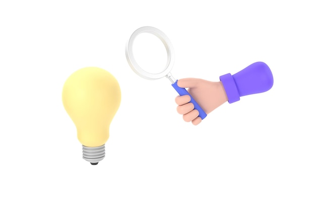 Discovering idea imagehand holding magnifying glass illustration