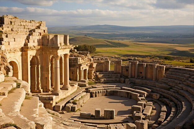 Photo discovering the timeless beauty of dougga an ancient world heritage site