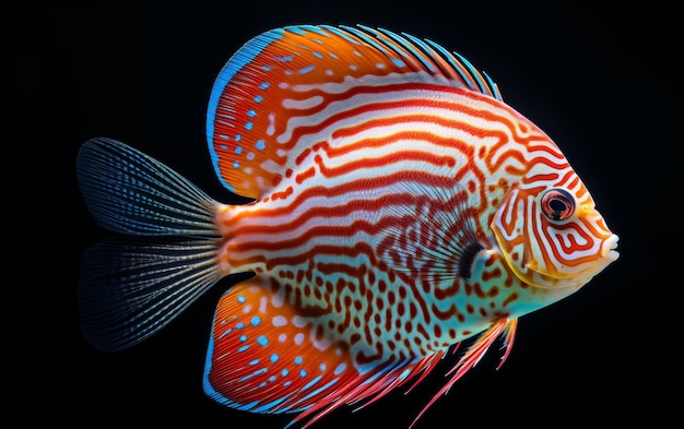 Discus Fish on Black Background